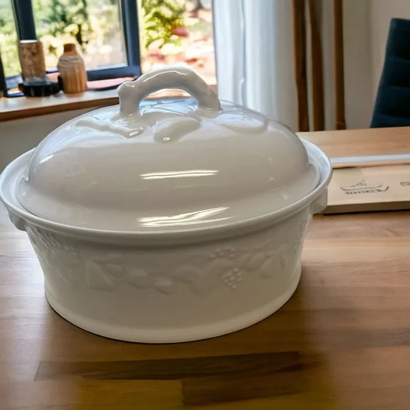 Vintage Philippe Deshoulieres Limoges Porcelain Blanc de Blanc 1 Qt oval dish
